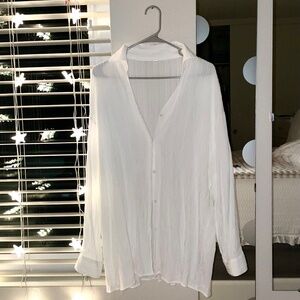 White oversized button down shirt (cover up)